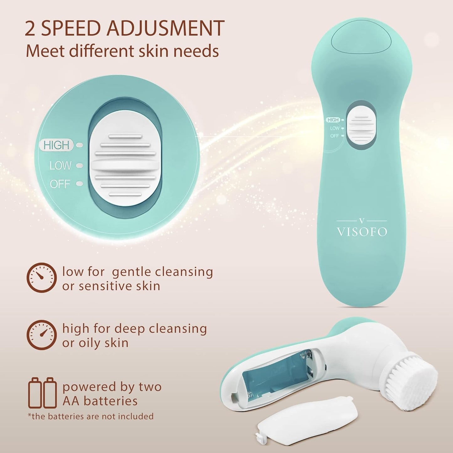 Facial Cleansing Brush | Face Scrubber Exfoliator Skin Care Beauty Products Powered Electric Wash Exfoliating Skincare Women Spin Cleanser Tools Cleaning Scrub Washer Self Care (Opal)