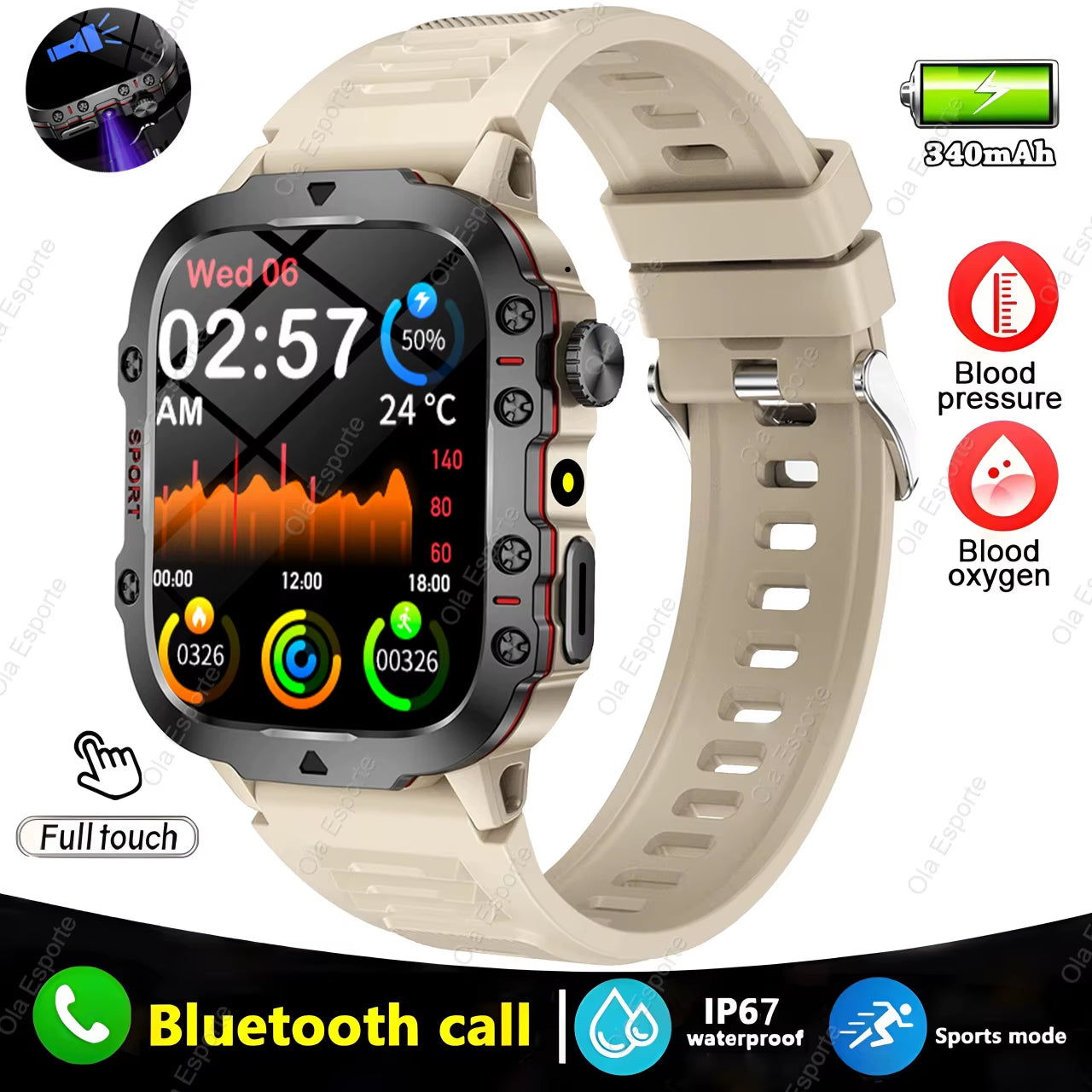 SOLIDER Original Men Smartwatch Flashlight Bluetooth Call Fitness Clock IP68 Waterproof Sports Men for Android IOS Smart Watch 2025 New