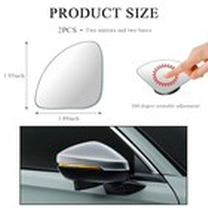 2 PCS Car Blind Spot Mirror, Fan Shaped HD Glass Convex 360° Rotating Wide