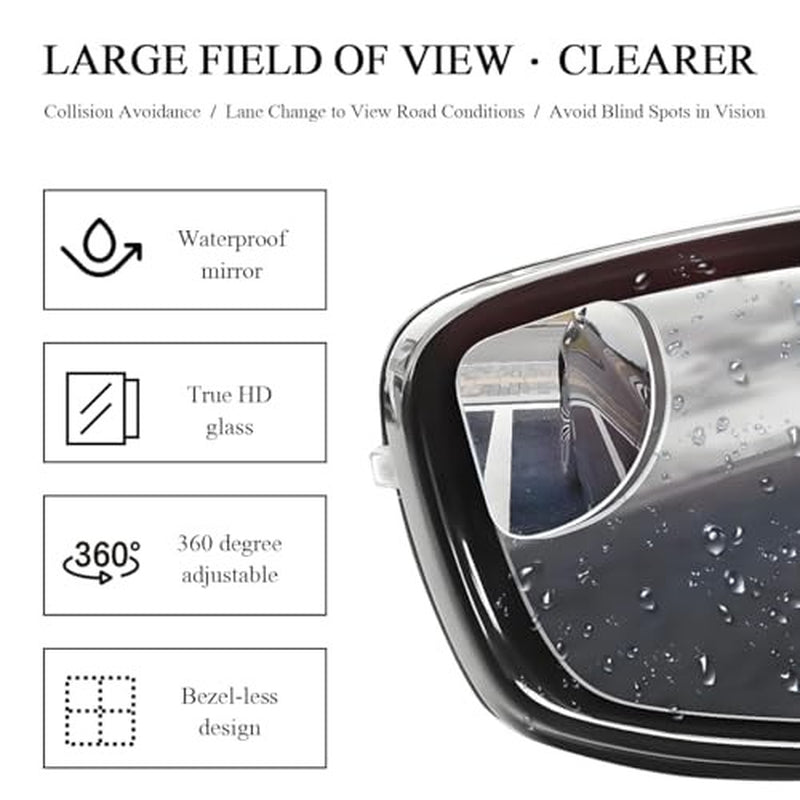 2 PCS Car Blind Spot Mirror, Fan Shaped HD Glass Convex 360° Rotating Wide
