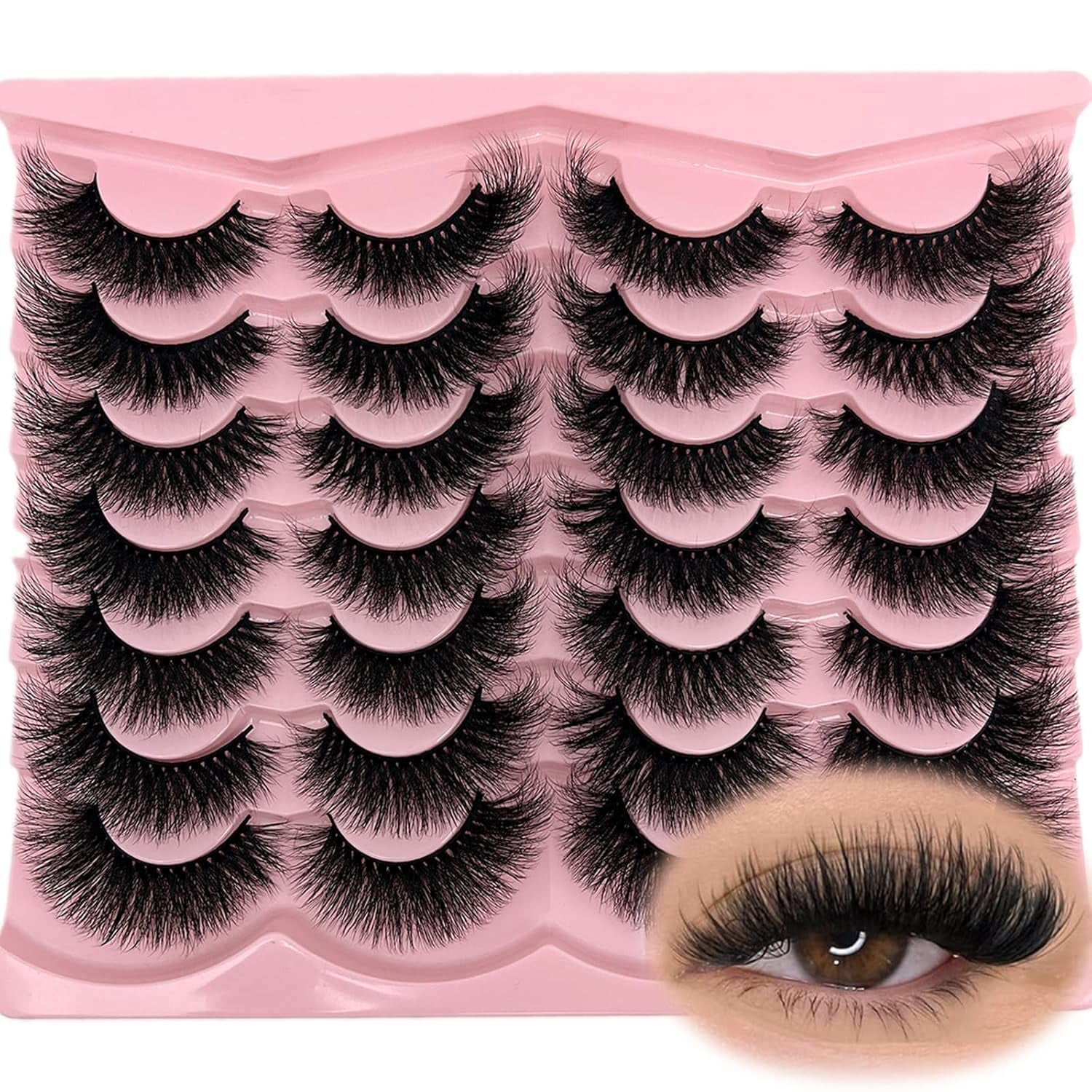 Fluffy Lashes Mink Wispy Cat Eye Faux Mink Lashes Pack Soft Fake Strip Eyelashes 18Mm Long Volume False Eyelashes Natural Look