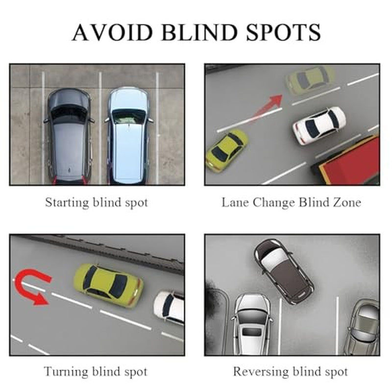 2 PCS Car Blind Spot Mirror, Fan Shaped HD Glass Convex 360° Rotating Wide