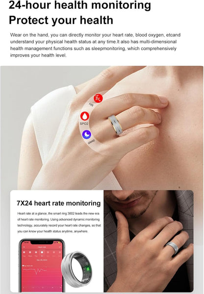 Smart Fitness Tracker for Men and Women, Heart Rate & Blood Oxygen Monitor & Sleep Monitoring, Remote Selfie Control, Waterproof Wearable Smart Ring (8)