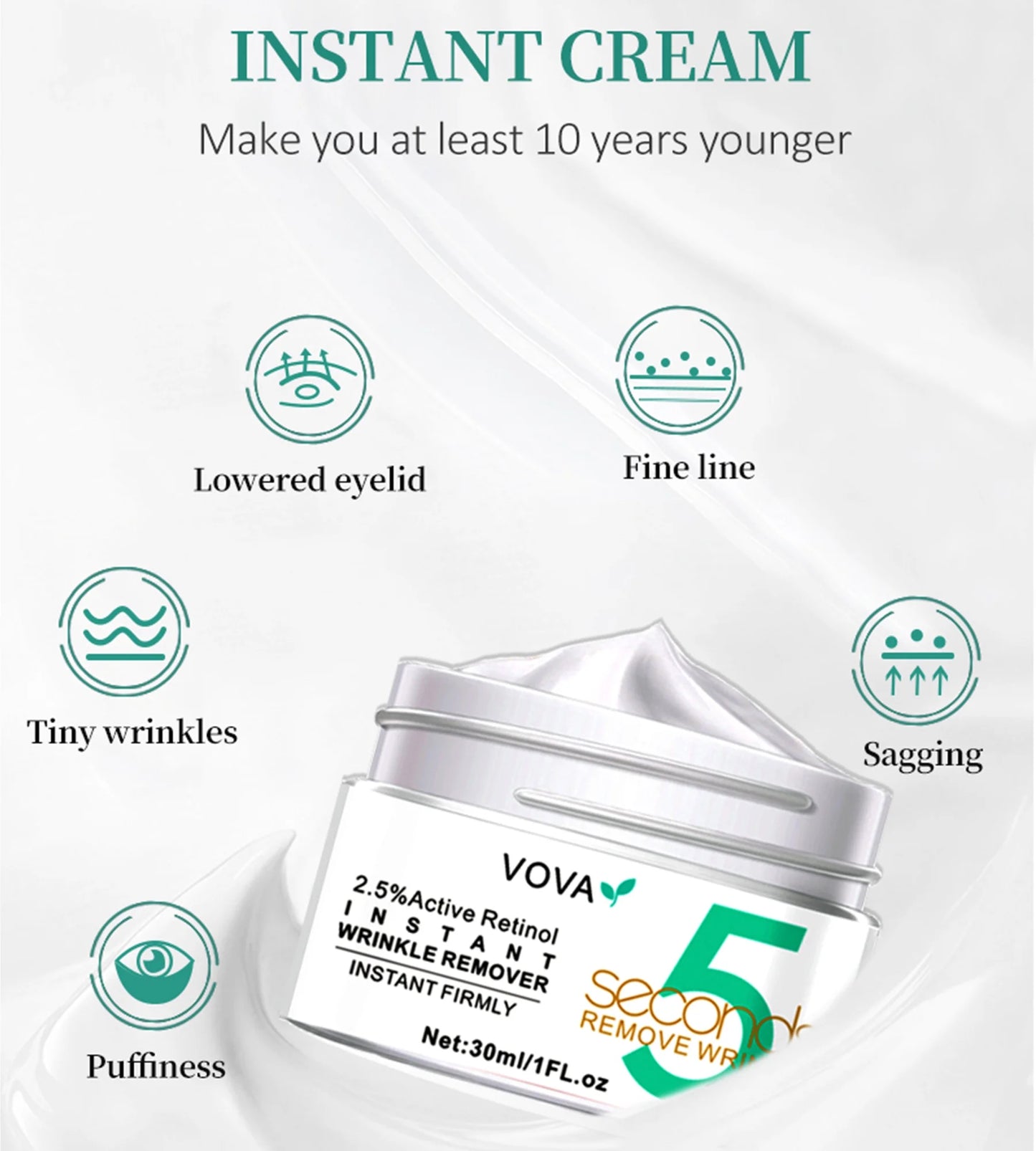Eye Creams for Anti-Aging - 5 Seconds Instant Effect, anti Aging Fade Wrinkle Fast Absorption Expertise Wrinkle Remover Cream Face Essence Cream, 1Oz