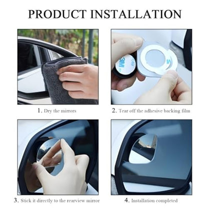 2 PCS Car Blind Spot Mirror, Fan Shaped HD Glass Convex 360° Rotating Wide