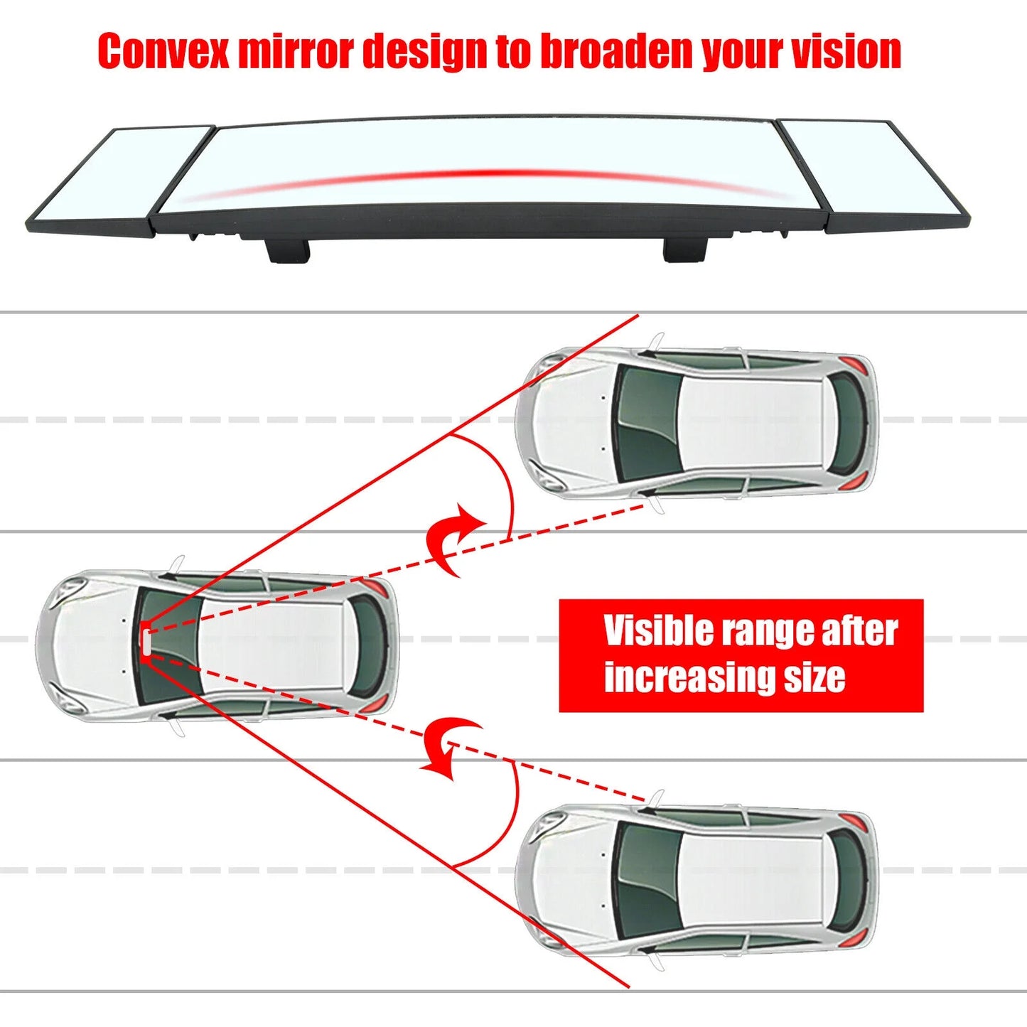 Car Truck Van Wide Angle Auxiliary Large Vision Interior Rearview Convex Mirror Blind Spot Blindspot Clipon Rear Seat Baby Watch