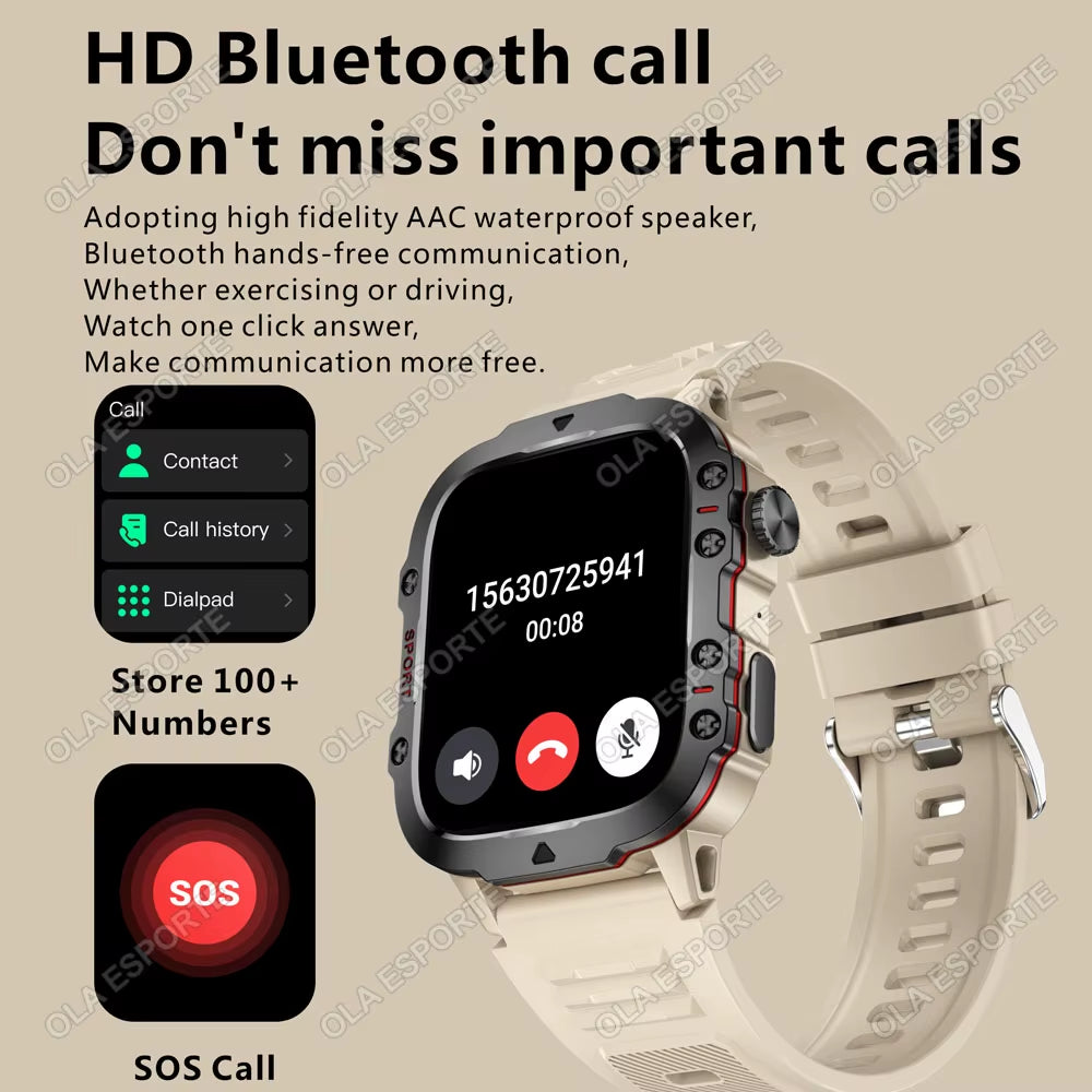 SOLIDER Original Men Smartwatch Flashlight Bluetooth Call Fitness Clock IP68 Waterproof Sports Men for Android IOS Smart Watch 2025 New