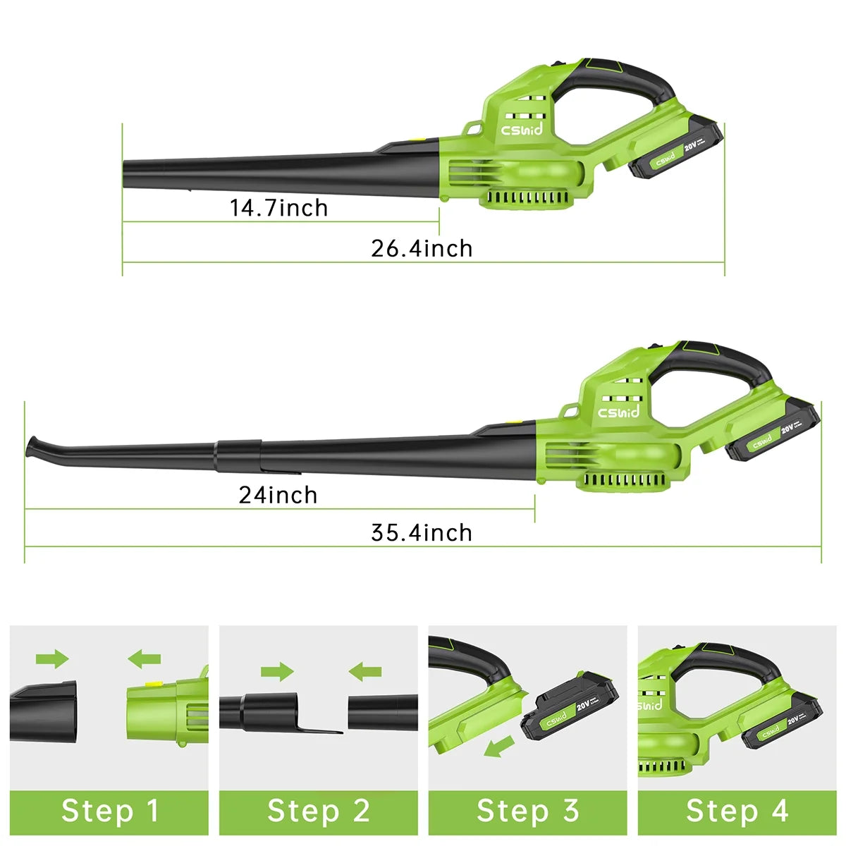 BEST Leaf Blower, 20V Cordless Leaf Blower with 2 X 2.0 Ah Battery & Charger, Electric Leaf Blower for Lawn Care, 2 Speed Mode, 320CFM 165MPH Battery Powered Leaf Blower for Patio, Garden Cleaning