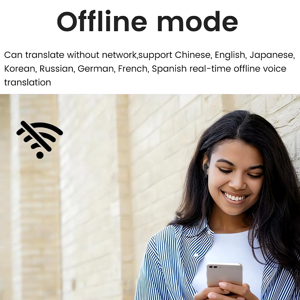 LANGUAGE Intelligent Translate Earbuds 144 Languages Real Time AI Voice Translator 98% Accuracy Support Online Offline 4 Translation Mode