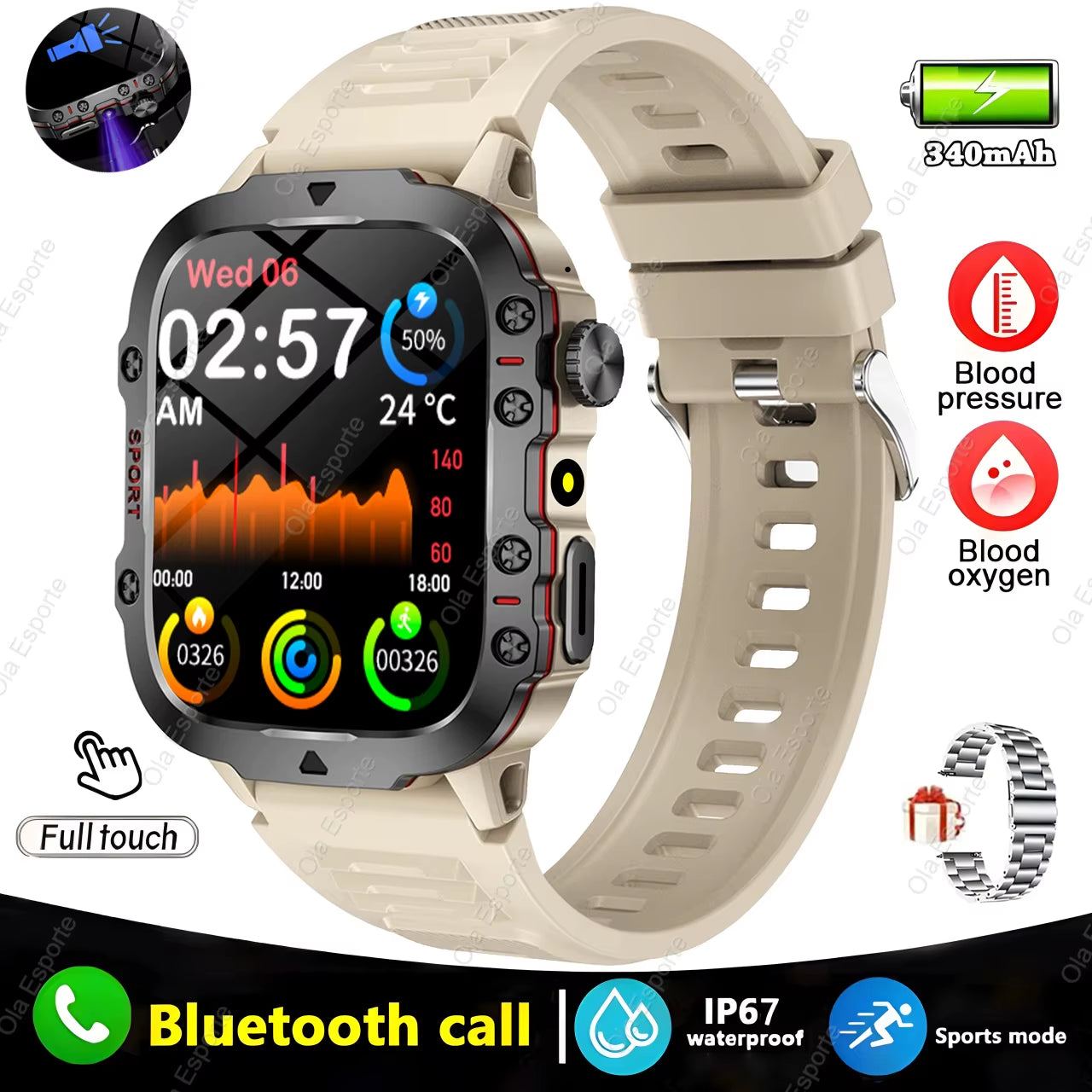 SOLIDER Original Men Smartwatch Flashlight Bluetooth Call Fitness Clock IP68 Waterproof Sports Men for Android IOS Smart Watch 2025 New