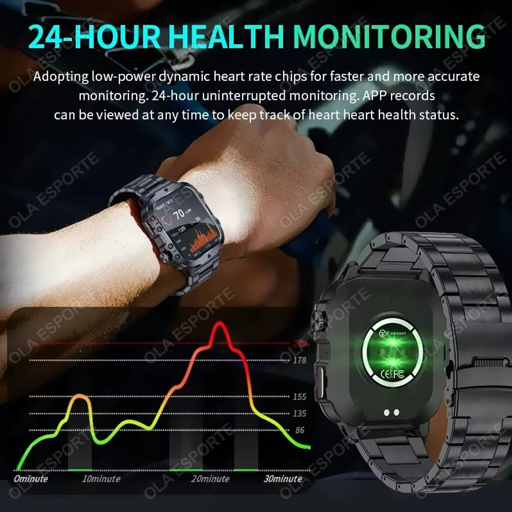 SOLIDER Original Men Smartwatch Flashlight Bluetooth Call Fitness Clock IP68 Waterproof Sports Men for Android IOS Smart Watch 2025 New