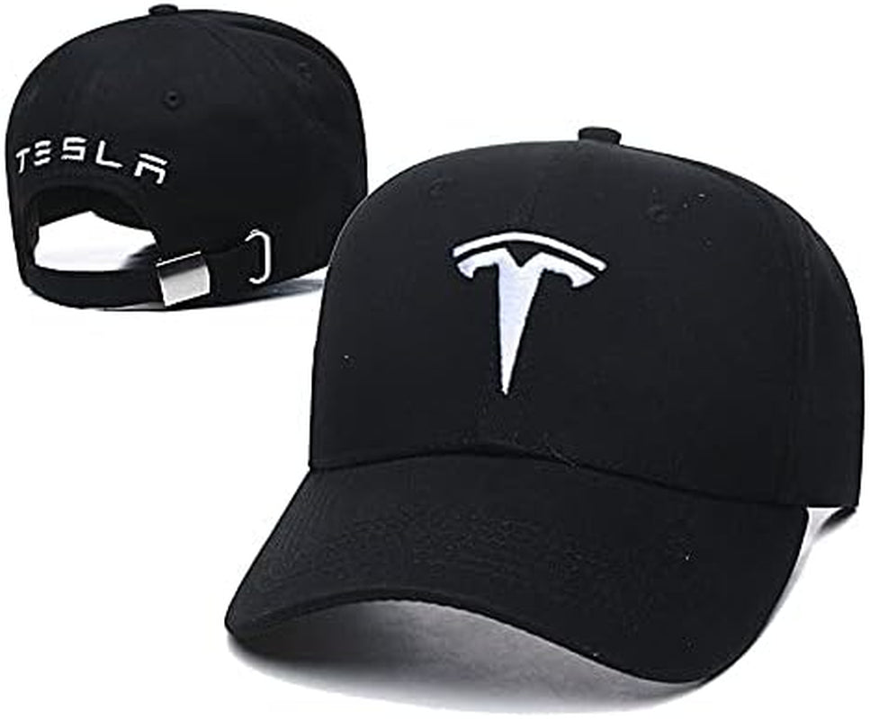 BEST METERIAL Fit Tesla Hat Baseball Cap, Baseball Cap for Men and Women Hat Travel Cap for Tesla Accessories… (Black White)