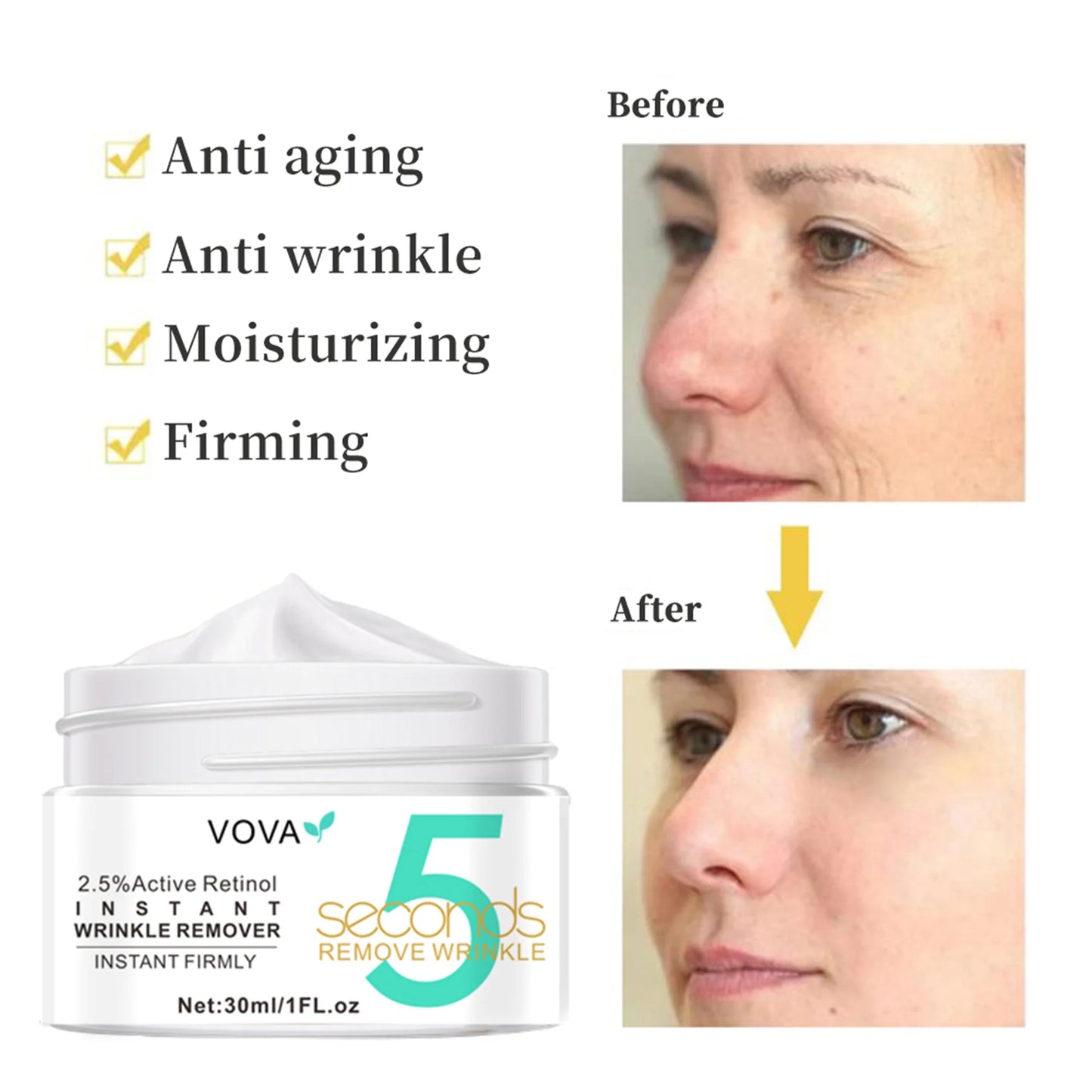 Eye Creams for Anti-Aging - 5 Seconds Instant Effect, anti Aging Fade Wrinkle Fast Absorption Expertise Wrinkle Remover Cream Face Essence Cream, 1Oz
