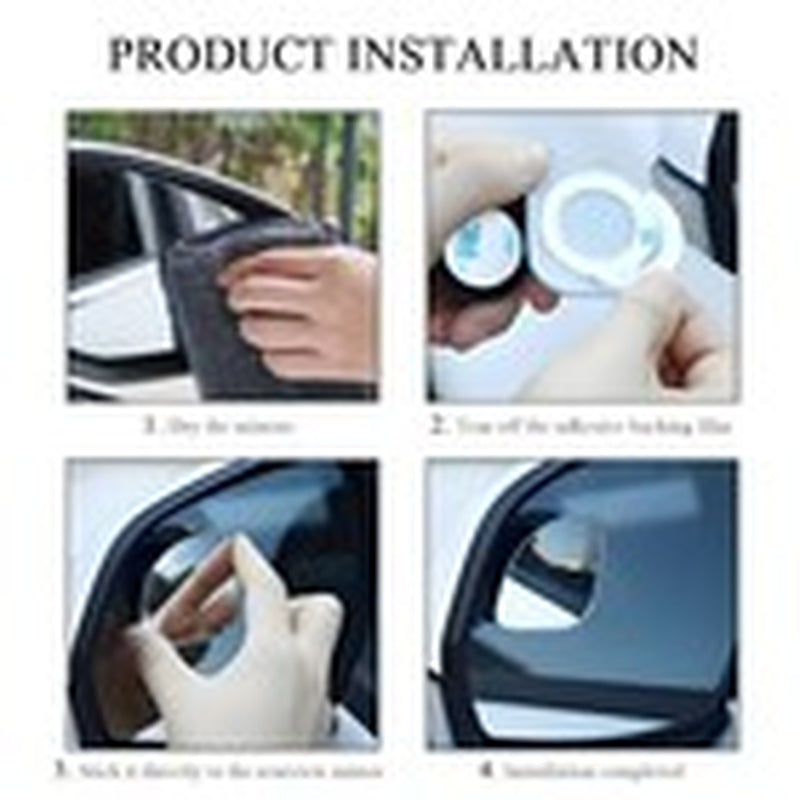 2 PCS Car Blind Spot Mirror, Fan Shaped HD Glass Convex 360° Rotating Wide